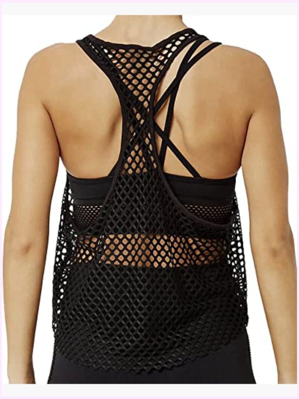 Fishnet Tank Top Mesh See Through Scoop Neck Sleeveless Going Out Top - Picture 4 of 7